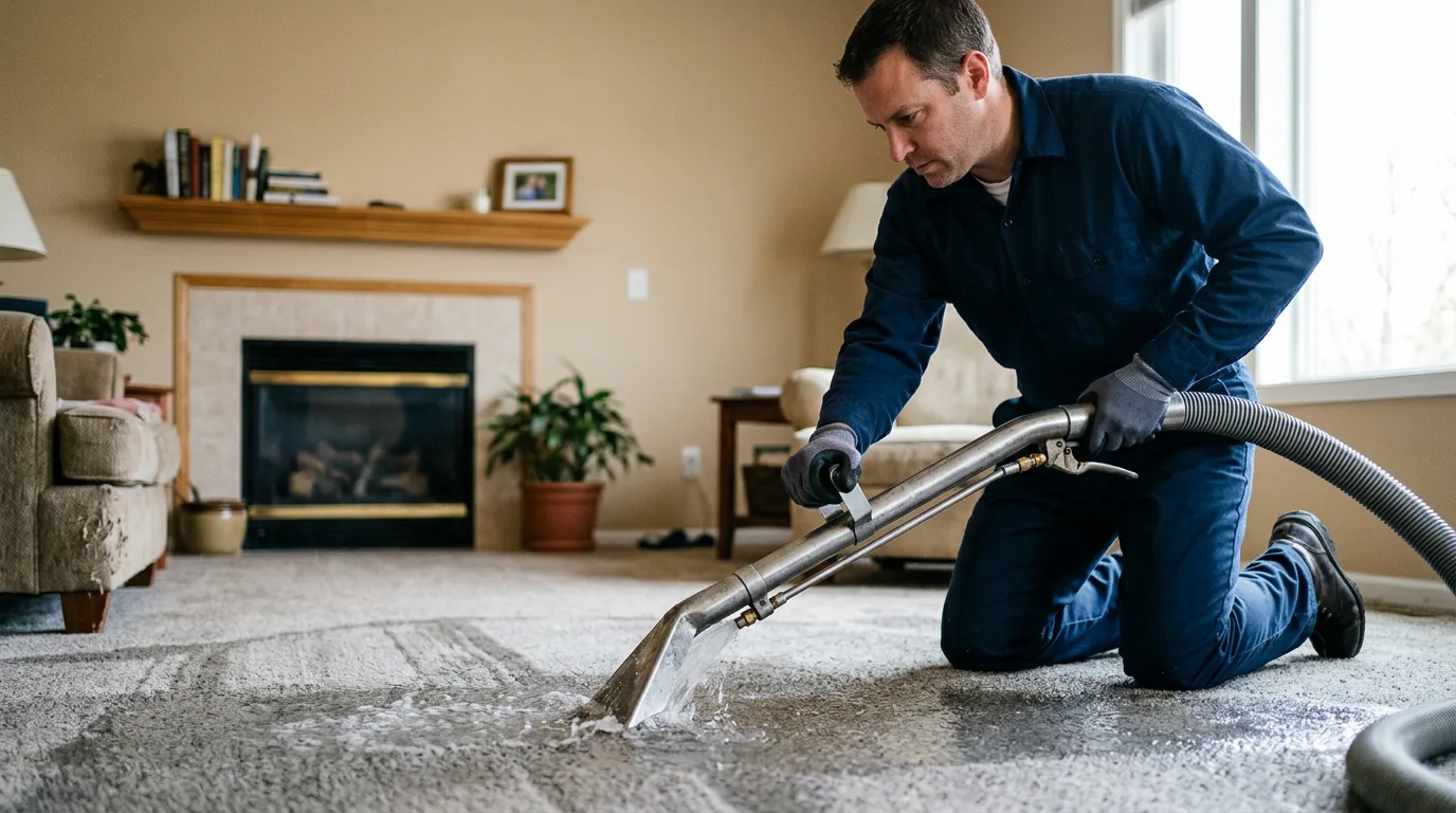 Water damage restoration technician working near Lincoln Park, NJ